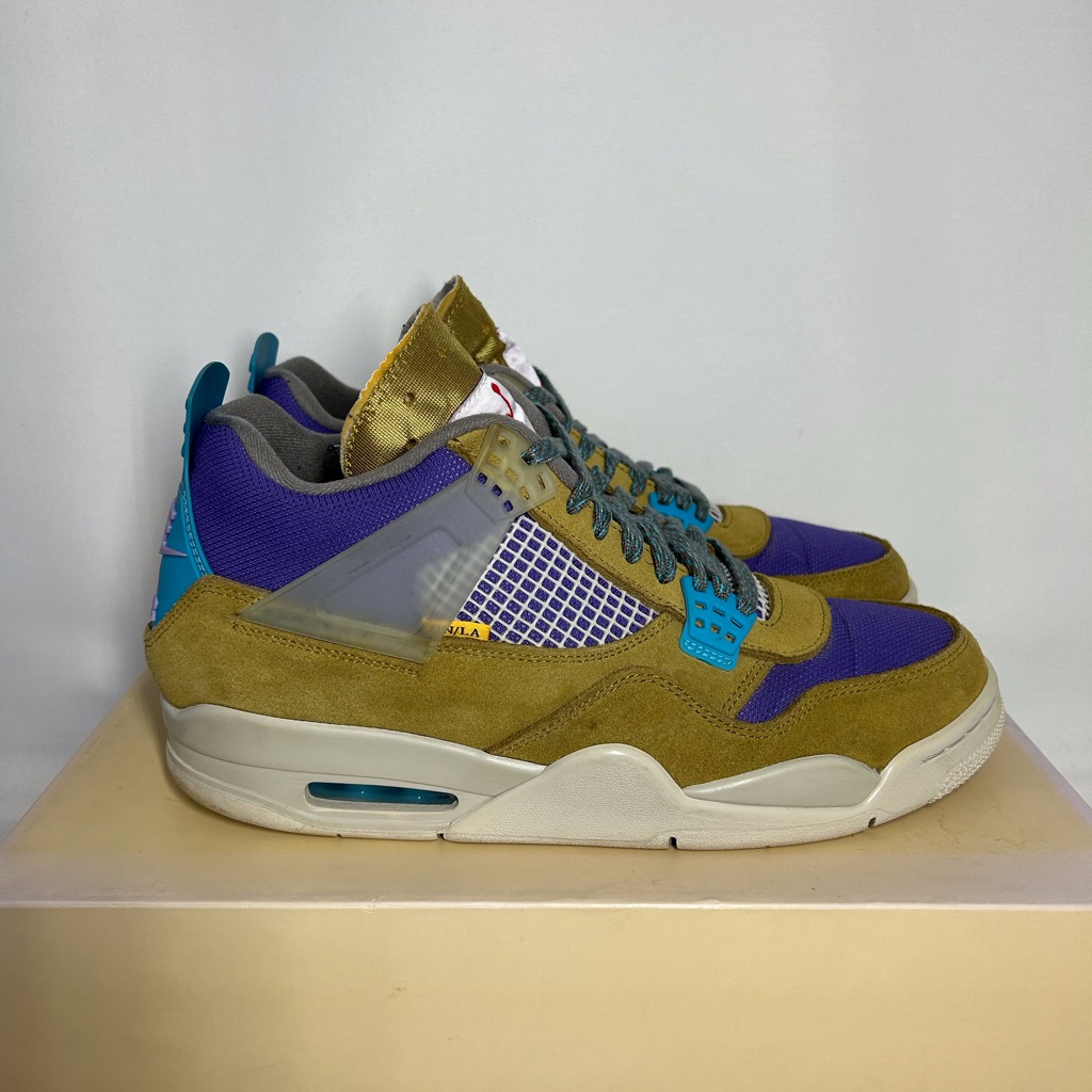 Jordan 4 X Union 'Desert Moss' Yellow Purple Blue